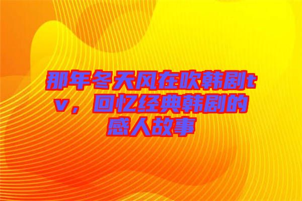 那年冬天風(fēng)在吹韓劇tv，回憶經(jīng)典韓劇的感人故事