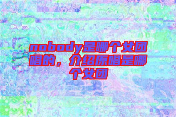 nobody是哪個(gè)女團(tuán)唱的，介紹原唱是哪個(gè)女團(tuán)