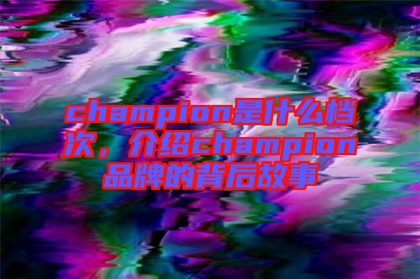 champion是什么檔次，介紹champion品牌的背后故事