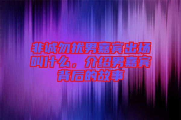 非誠(chéng)勿擾男嘉賓出場(chǎng)叫什么，介紹男嘉賓背后的故事