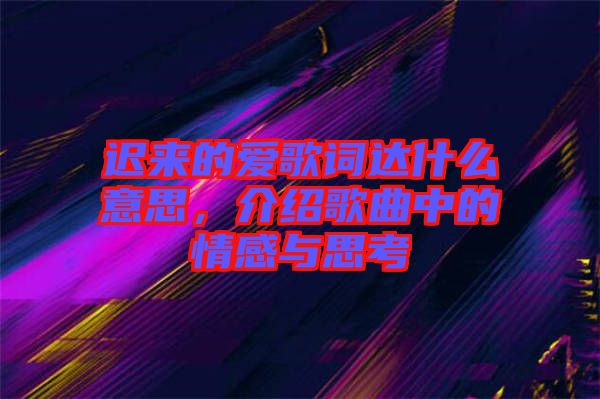 遲來的愛歌詞達什么意思，介紹歌曲中的情感與思考