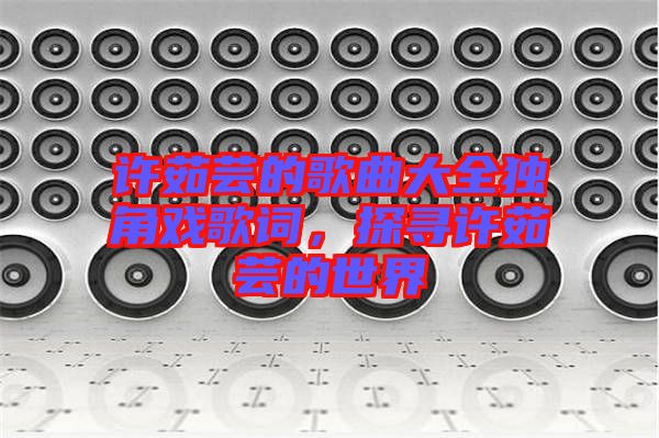 許茹蕓的歌曲大全獨角戲歌詞，探尋許茹蕓的世界