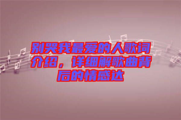 別哭我最愛的人歌詞介紹，詳細(xì)解歌曲背后的情感達(dá)