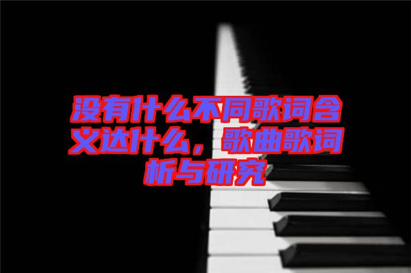 沒有什么不同歌詞含義達(dá)什么，歌曲歌詞析與研究