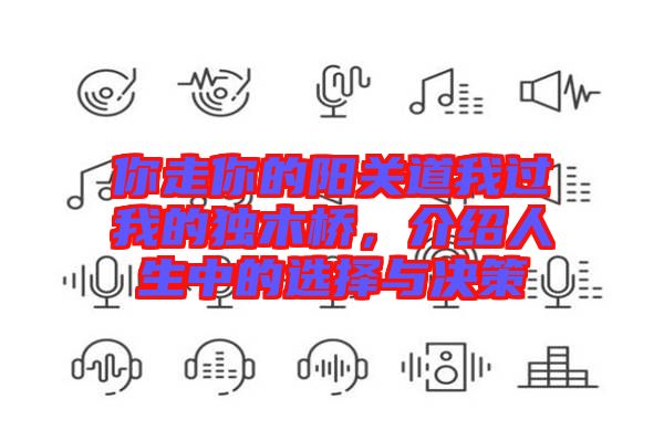 你走你的陽關(guān)道我過我的獨木橋，介紹人生中的選擇與決策