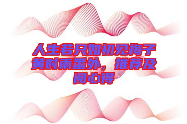 人生若只如初見梅子黃時雨番外，推薦及閱心得