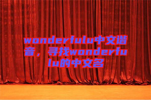 wonderfulu中文諧音，尋找wonderfulu的中文名