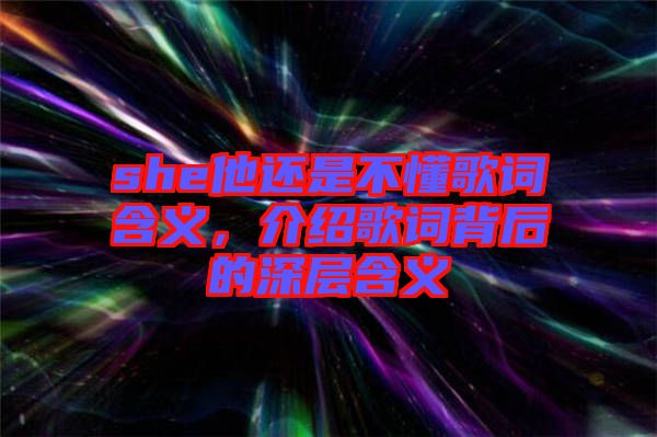 she他還是不懂歌詞含義，介紹歌詞背后的深層含義