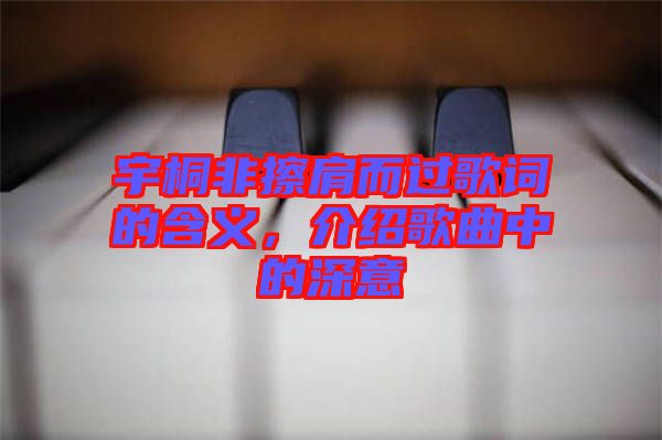 宇桐非擦肩而過(guò)歌詞的含義，介紹歌曲中的深意