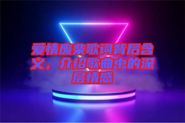 愛情廢柴歌詞背后含義，介紹歌曲中的深層情感