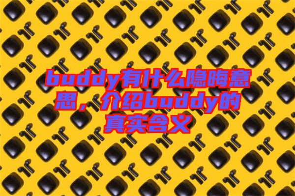 buddy有什么隱晦意思，介紹buddy的真實(shí)含義