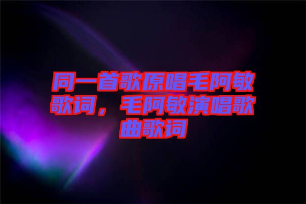 同一首歌原唱毛阿敏歌詞，毛阿敏演唱歌曲歌詞