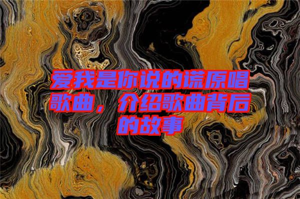 愛我是你說的謊原唱歌曲，介紹歌曲背后的故事