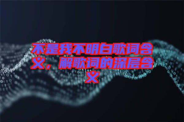 不是我不明白歌詞含義，解歌詞的深層含義