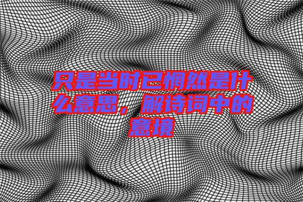 只是當(dāng)時已惘然是什么意思，解詩詞中的意境