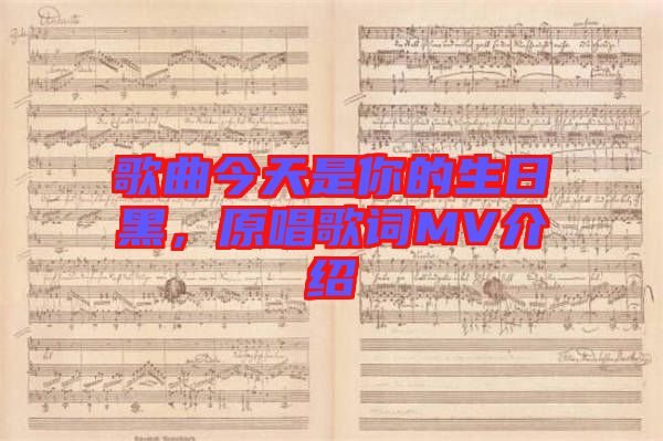 歌曲今天是你的生日黑，原唱歌詞MV介紹