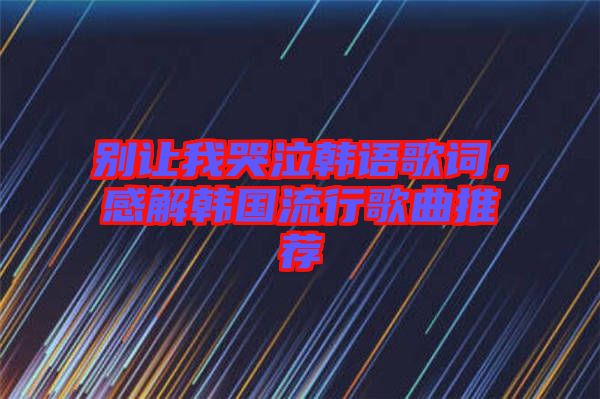 別讓我哭泣韓語(yǔ)歌詞，感解韓國(guó)流行歌曲推薦