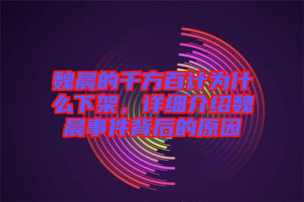 魏晨的千方百計為什么下架，詳細介紹魏晨事件背后的原因