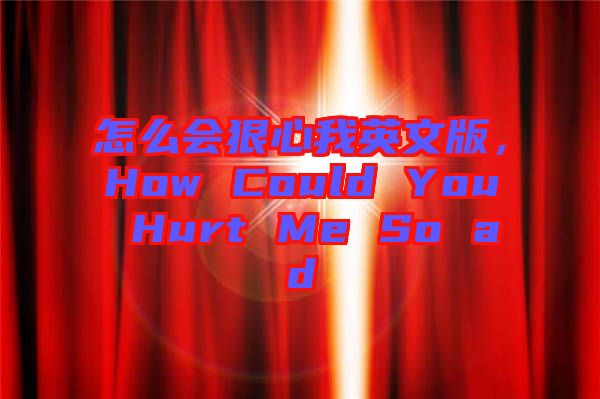 怎么會狠心我英文版，How Could You Hurt Me So ad