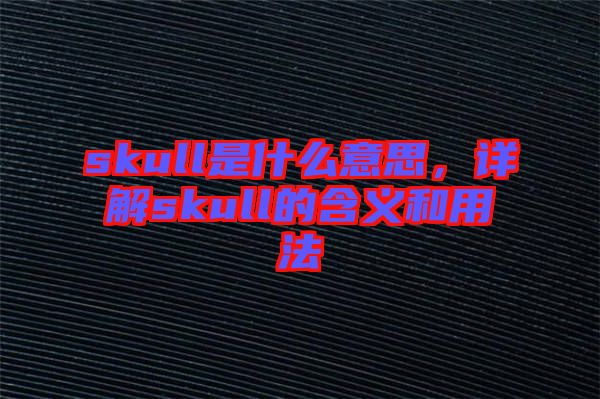 skull是什么意思，詳解skull的含義和用法