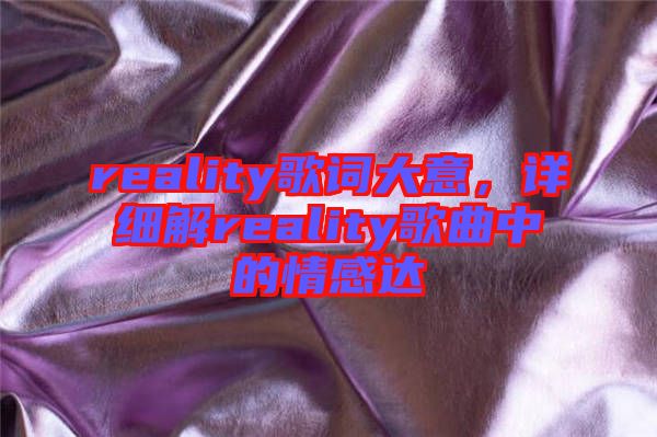 reality歌詞大意，詳細解reality歌曲中的情感達