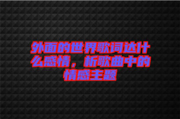 外面的世界歌詞達什么感情，析歌曲中的情感主題