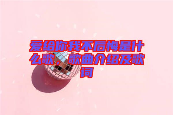 愛給你我不后悔是什么歌，歌曲介紹及歌詞