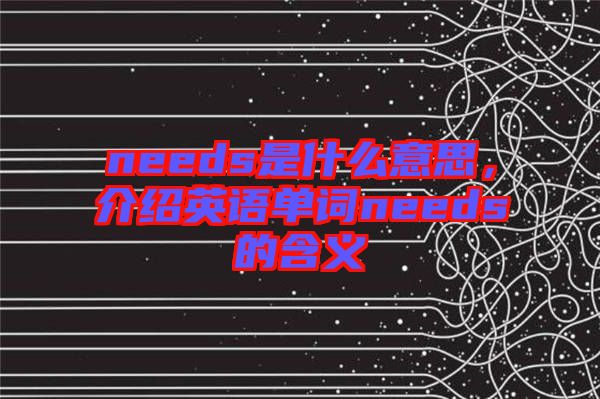 needs是什么意思，介紹英語單詞needs的含義