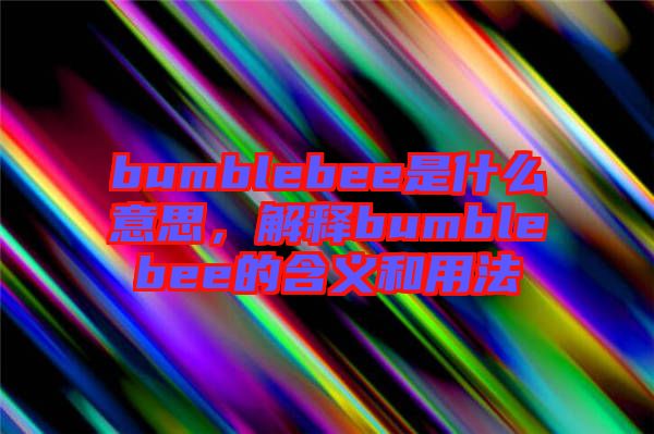 bumblebee是什么意思，解釋bumblebee的含義和用法