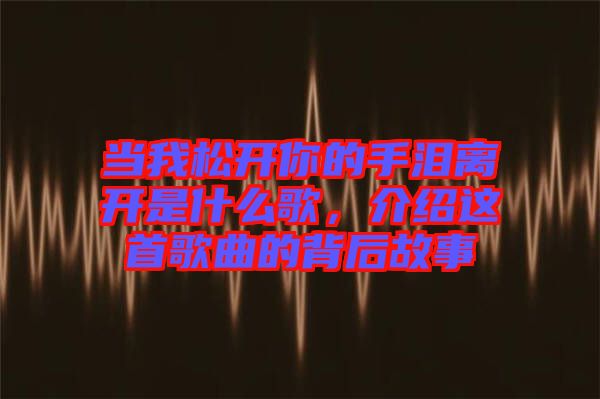 當我松開你的手淚離開是什么歌，介紹這首歌曲的背后故事