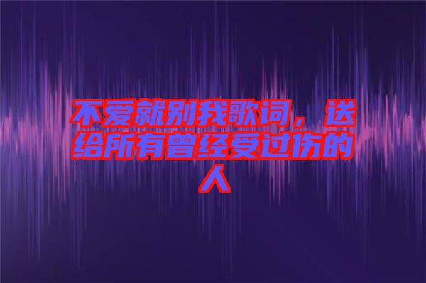 不愛(ài)就別我歌詞，送給所有曾經(jīng)受過(guò)傷的人