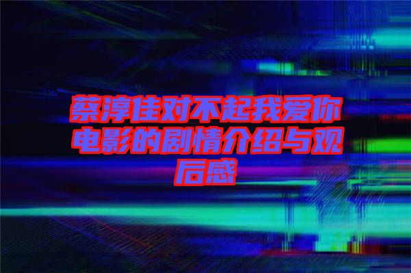 蔡淳佳對(duì)不起我愛你電影的劇情介紹與觀后感