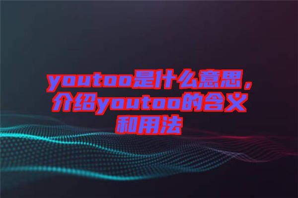 youtoo是什么意思，介紹youtoo的含義和用法