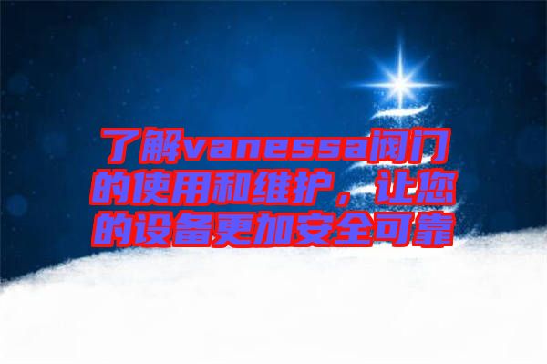 了解vanessa閥門的使用和維護，讓您的設(shè)備更加安全可靠