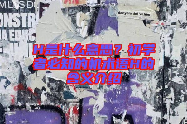 H是什么意思？初學者必知的機術(shù)語H的含義介紹