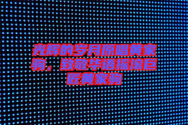 光輝的歲月原唱黃家駒，致敬華語搖滾巨匠黃家駒