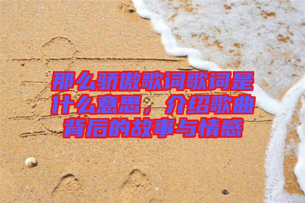 那么驕傲歌詞歌詞是什么意思，介紹歌曲背后的故事與情感