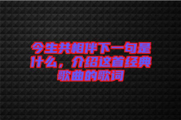 今生共相伴下一句是什么，介紹這首經(jīng)典歌曲的歌詞