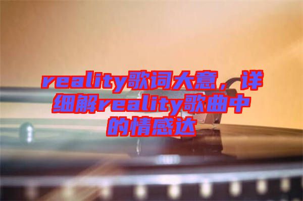 reality歌詞大意，詳細解reality歌曲中的情感達