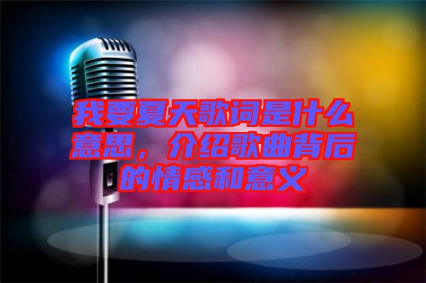 我要夏天歌詞是什么意思，介紹歌曲背后的情感和意義