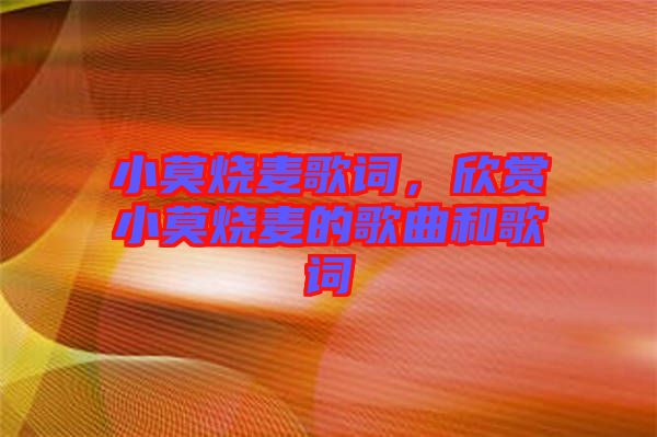 小莫燒麥歌詞，欣賞小莫燒麥的歌曲和歌詞