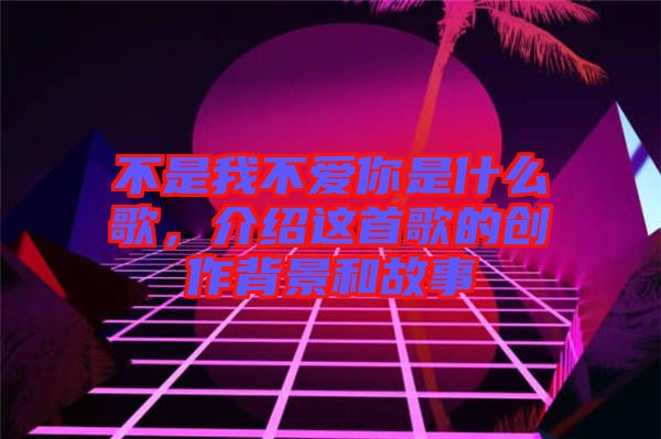 不是我不愛你是什么歌，介紹這首歌的創(chuàng)作背景和故事