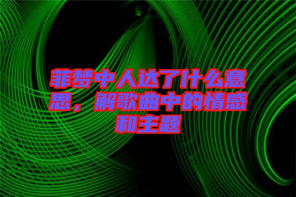 菲夢中人達(dá)了什么意思，解歌曲中的情感和主題