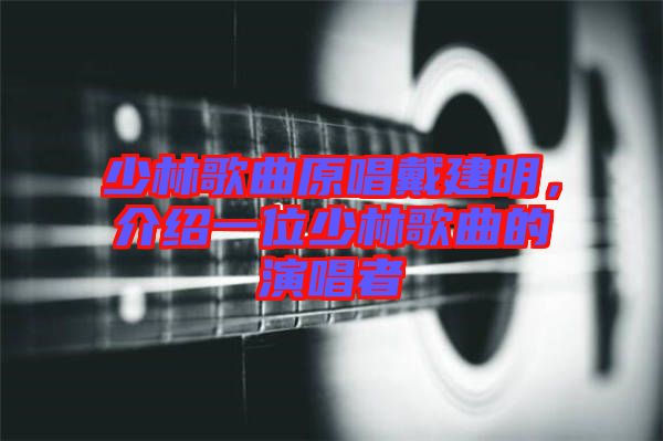 少林歌曲原唱戴建明，介紹一位少林歌曲的演唱者