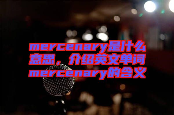 mercenary是什么意思，介紹英文單詞mercenary的含義