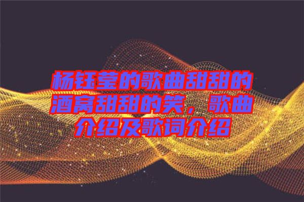 楊鈺瑩的歌曲甜甜的酒窩甜甜的笑，歌曲介紹及歌詞介紹