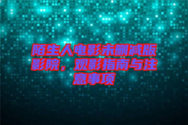 陌生人電影未刪減版影院，觀影指南與注意事項(xiàng)