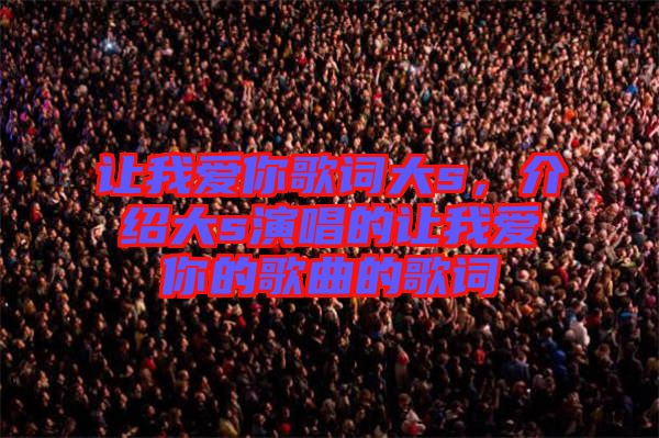 讓我愛你歌詞大s，介紹大s演唱的讓我愛你的歌曲的歌詞