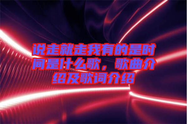 說走就走我有的是時間是什么歌，歌曲介紹及歌詞介紹