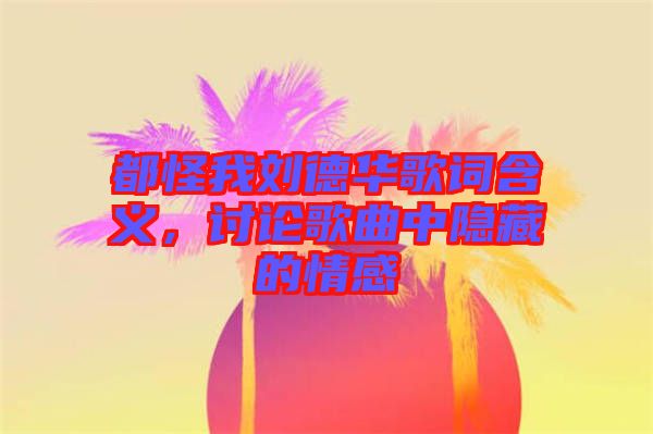 都怪我劉德華歌詞含義，討論歌曲中隱藏的情感